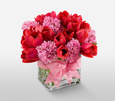 Anniversary Blush-Pink,Red,Tulip,Arrangement
