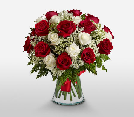 Perfection-Green,Red,White,Rose,Arrangement