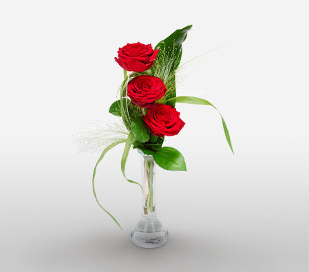 Three Wishes - 3 Red Roses-Red,Rose,Arrangement