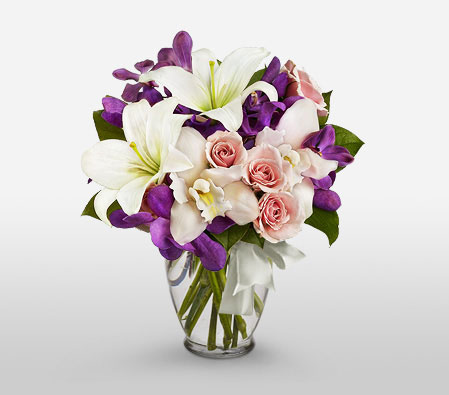 Magical Charm-Blue,Lavender,Mixed,Orange,Pink,Purple,Violet,White,Rose,Orchid,Mixed Flower,Lily,Bouquet