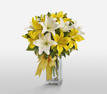 Spring Awakening-White,Yellow,Lily,Arrangement