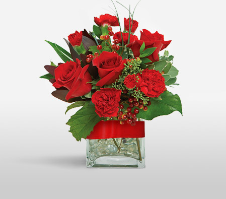 Sparkle Her Day-Red,Carnation,Rose,Arrangement