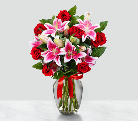 Classical Duet-Pink,Red,Lily,Rose,Arrangement