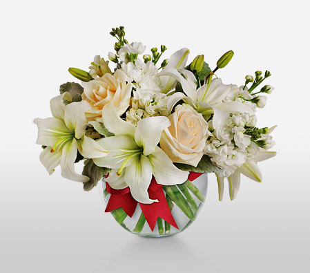 Beau Nuage-White,Lily,Mixed Flower,Rose,Arrangement