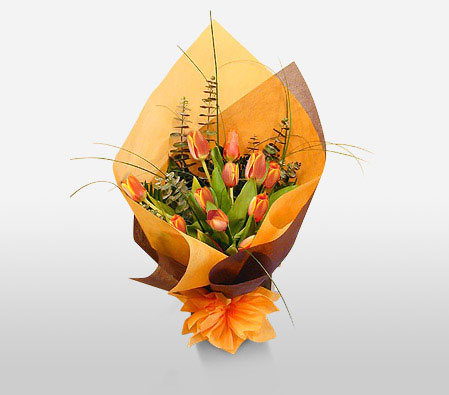 Golden Touch-Orange,Tulip,Bouquet