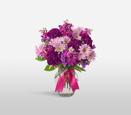 Majestic-Pink,Purple,Carnation,Daisy,Bouquet
