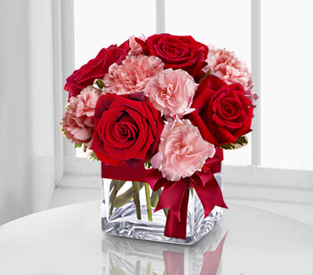 MOMentous-Pink,Red,Carnation,Mixed Flower,Rose,Arrangement