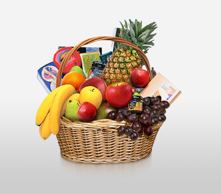Classic Fruit & Gourmet Basket-Chocolate,Fruit,Gourmet,Basket,Hamper