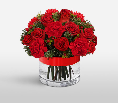 Crimson Desire-Red,Carnation,Rose,Arrangement