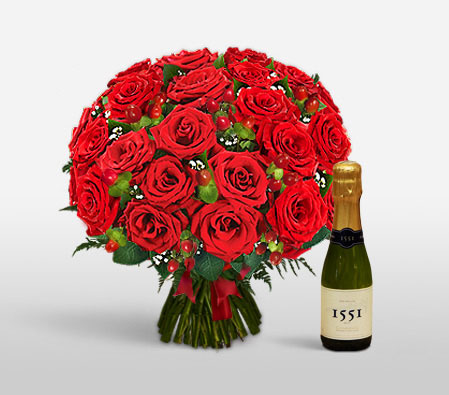 Love Spell-Red,Rose,Bouquet,Champagne