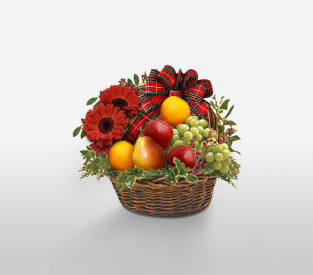 Fruit & Flowers Basket-Fruit,Gerbera,Basket,Hamper
