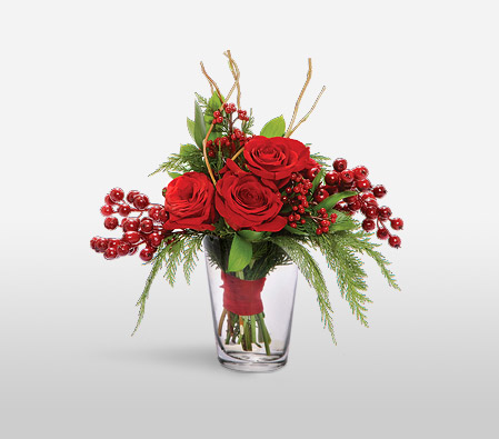Romance Roses-Green,Red,Rose,Arrangement
