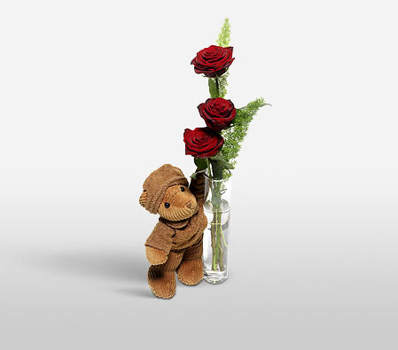 Elegant Romance-Red,Rose,Teddy,Bouquet,Soft Toys
