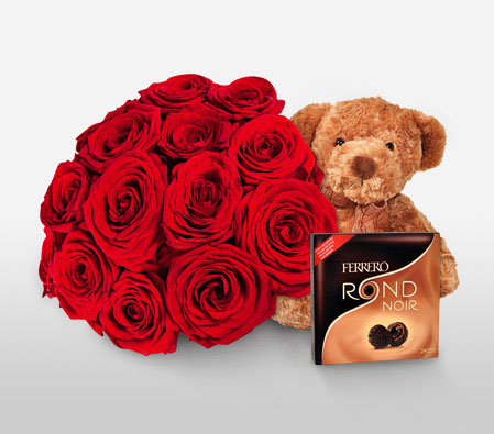 Rose Combo-Red,Chocolate,Rose,Bouquet,Soft Toys