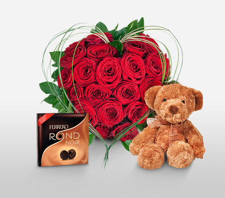 19 Reasons Combo-Red,Chocolate,Rose,Bouquet,Soft Toys
