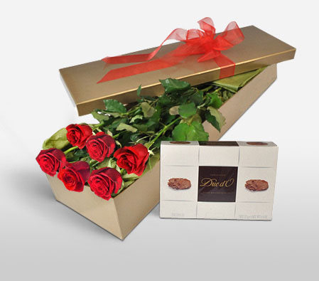 Sweet Relationship-Red,Chocolate,Rose,Bouquet,Hamper