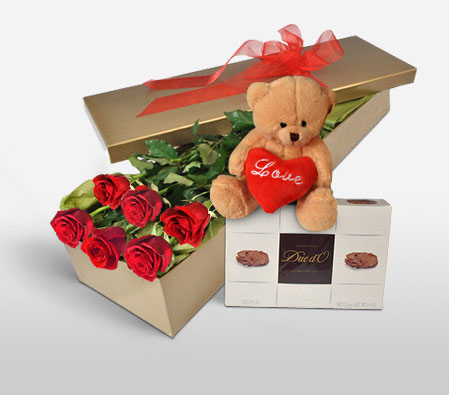 Lovers Delight-Red,Chocolate,Rose,Soft Toys