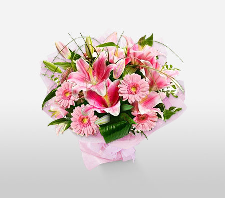 Indulgent Opulence-Pink,Gerbera,Lily,Mixed Flower,Bouquet