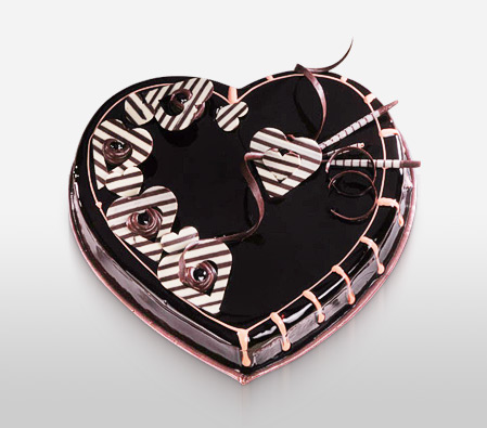 Chocolate Heart Shape Cake - 35oz/1kg-Chocolate,Gourmet,Cakes