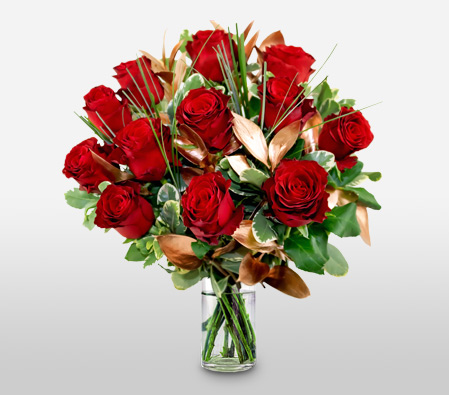 Dozen Luxury Red Roses-Red,Rose,Arrangement