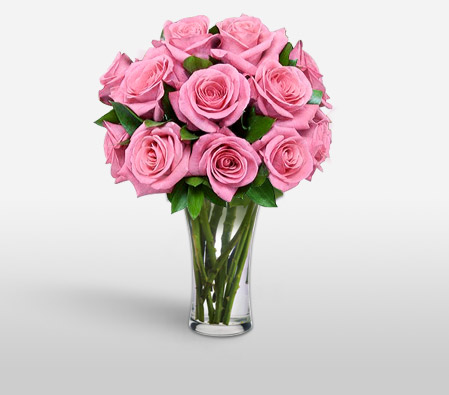 Goddess 12 Pink Roses-Pink,Rose,Arrangement