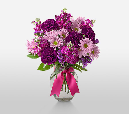 Majestic Blaze-Purple,Violet,Carnation,Daisy,Arrangement