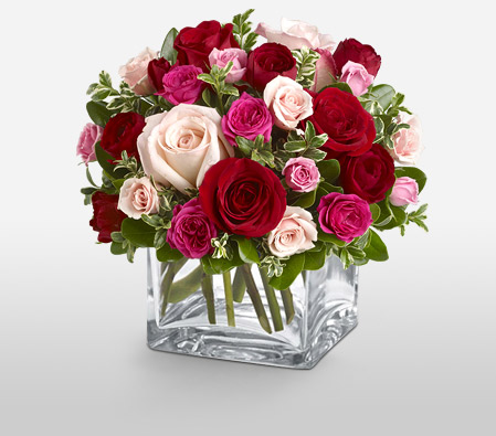 Abundance of Love-Pink,Red,Rose,Bouquet