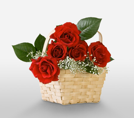 Full Of Love - VDay Arrangement-Red,Rose,Basket