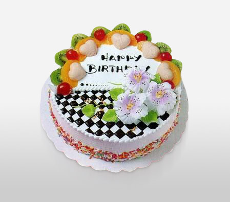 Round Shape Fruit Cake - 44oz/1.2kg-Cakes,Sweets,Gifts