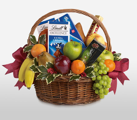 Holiday Basket-Chocolate,Fruit,Basket,Hamper,Sweets,Gifts