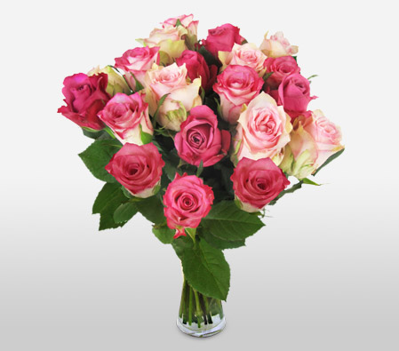 Bunch Of Pink Roses in Vase