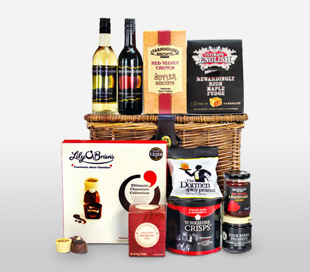 Fine Wine Hamper Set-Basket,Hamper,Gift,Wine,Tea,Goodies,Birthday