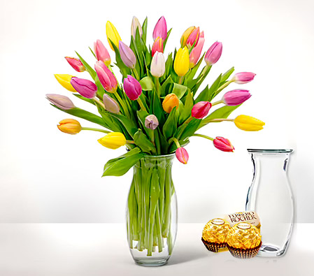 Easter Bunch with Vase - 20 tulips