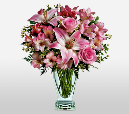 Roses And Lilies In Vase
