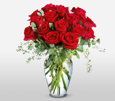 Red Roses In Ming Vase