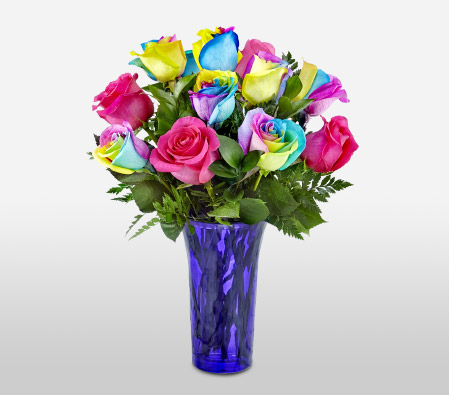 Luxury Rainbow Roses - 12 Stems