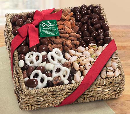 Organic Chocolate & Nuts Gift Basket