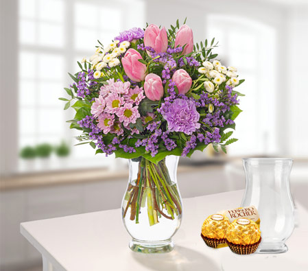 Springtime Flower Bouquet with vase