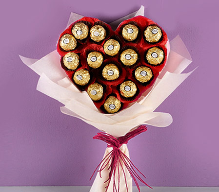 Rocher Chocolates in Heart shaped Bouquet