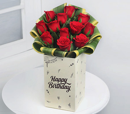 Romantic Birthday - Red Roses In a Box | Send Birthday Flowers India to  India