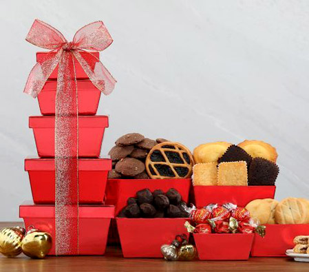 Delightful Valentine - Brownie, Candy and Cake Gift Tower