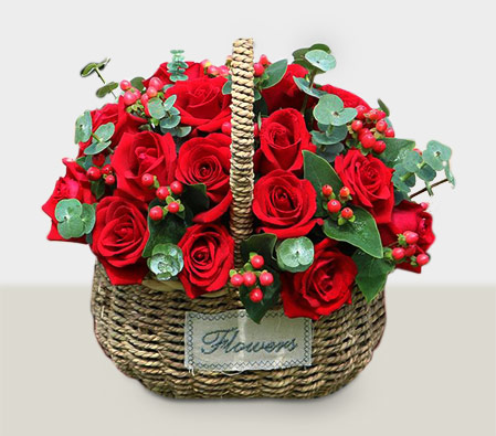 Delightful - 24 Red Roses with Basket