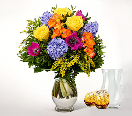 Colourful Bouquet with Vase