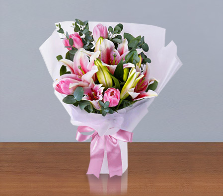 Bouquet in Pink - Lily and Tulip