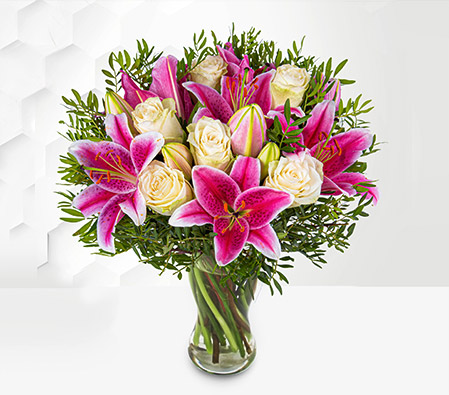 For Gorgeous - Pink Lilies and Roses