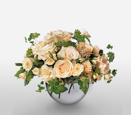 European Mix-Green,White,Carnation,Rose,Bouquet