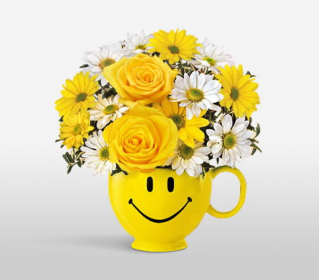 Cheers-Mixed,White,Yellow,Daisy,Mixed Flower,Rose,Arrangement