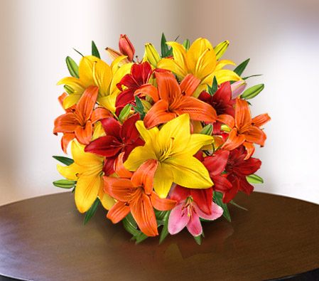 Copacabana-Mixed,Orange,Red,Yellow,Lily,Bouquet