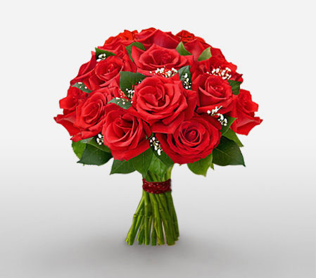 One Dozen Red Roses-Red,Rose,Bouquet
