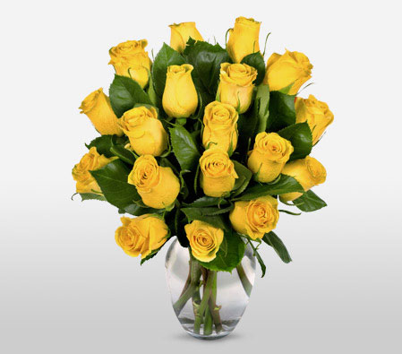 One Dozen Yellow Roses-Yellow,Rose,Bouquet